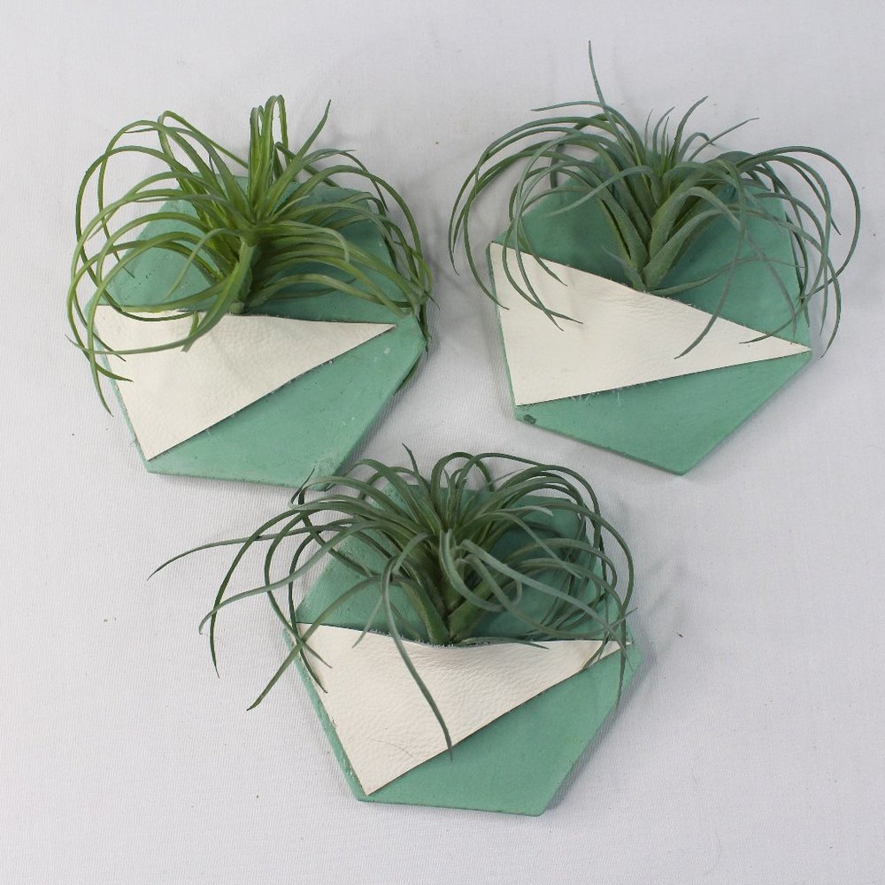 Faux Succulent 3PC Set Wall Pockets Teal #129 - Picture 1 of 4